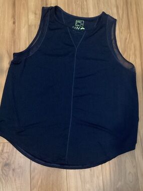 Lucky in Love Chill Out Navy Mesh-Trim Sleeveless Tank